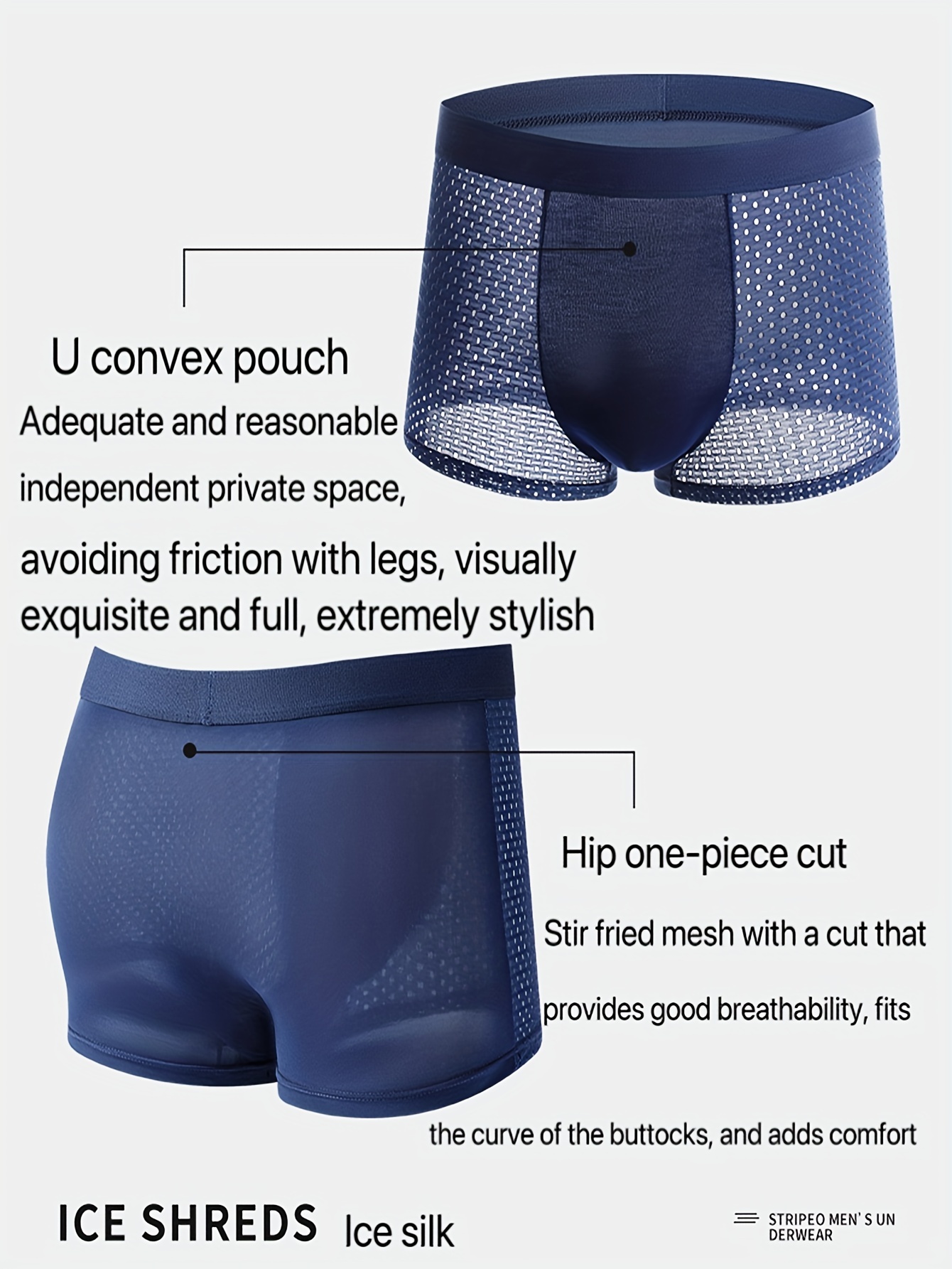 Men's Ice Silk Cool Underwear Mesh Antibacterial Breathable - Temu