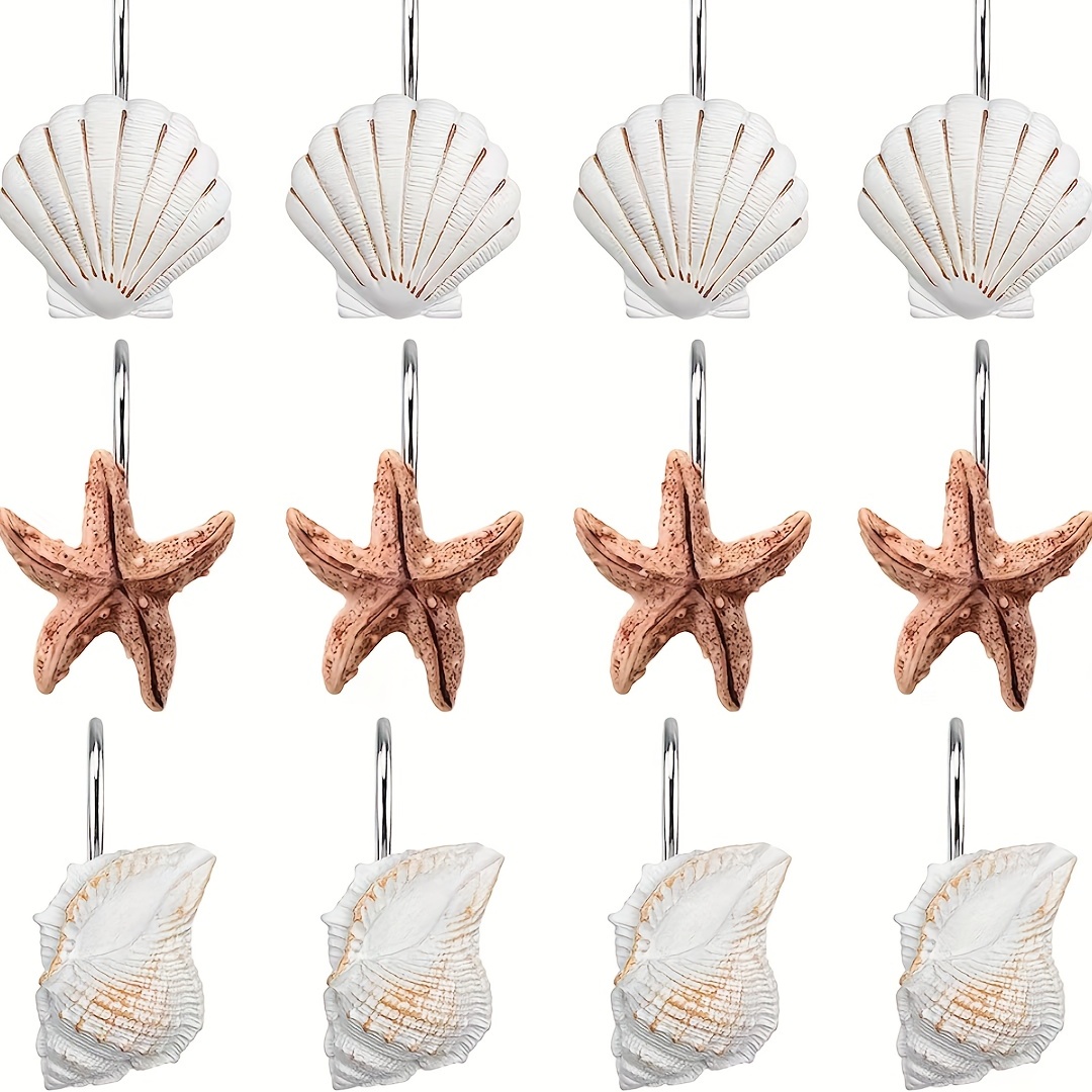 Shower Curtain Hooks Rust proof Seashell Starfish Conch - Temu Canada