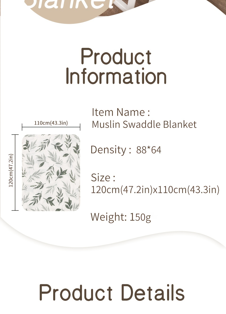 2pcs baby swaddle wrap muslin blankets baby bath towels for thanksgiving days gift details 1