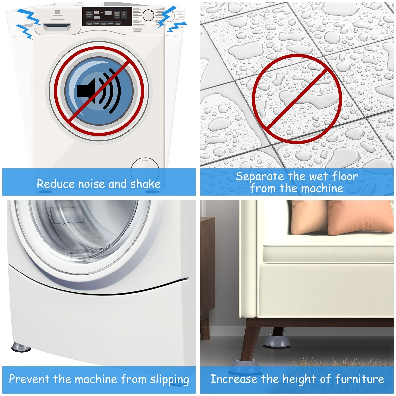 4pcs Anti Vibration Pads Protect Washer Dryer Noise Shock