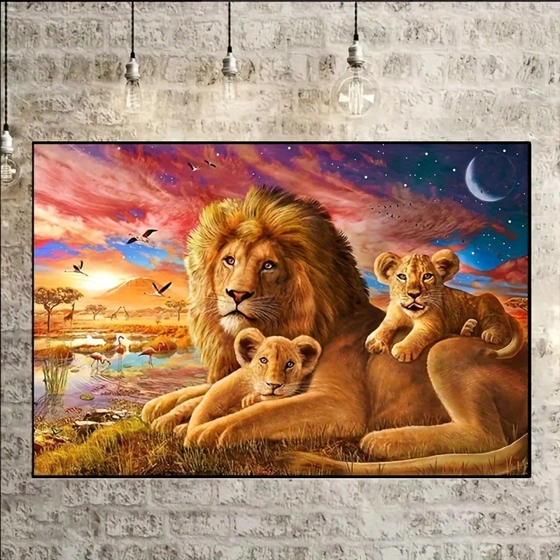 Un Leone E La Sua Leonessa Insieme Pittura Su Tela Arte Moderna Animali Poster  E Stampe Soggiorno Decorazione Della Parete Pittura A Olio Di Fascia Alta  (Senza Cornice, 16x24 Pollici) - Temu