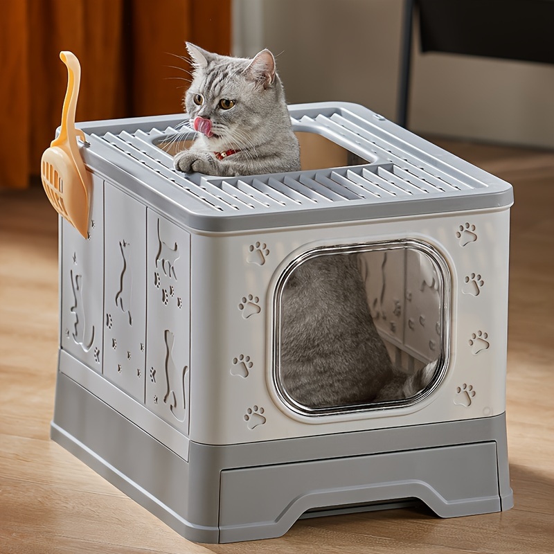 Caixa de areia fechada para gato Banheiro com porta basculante Pet