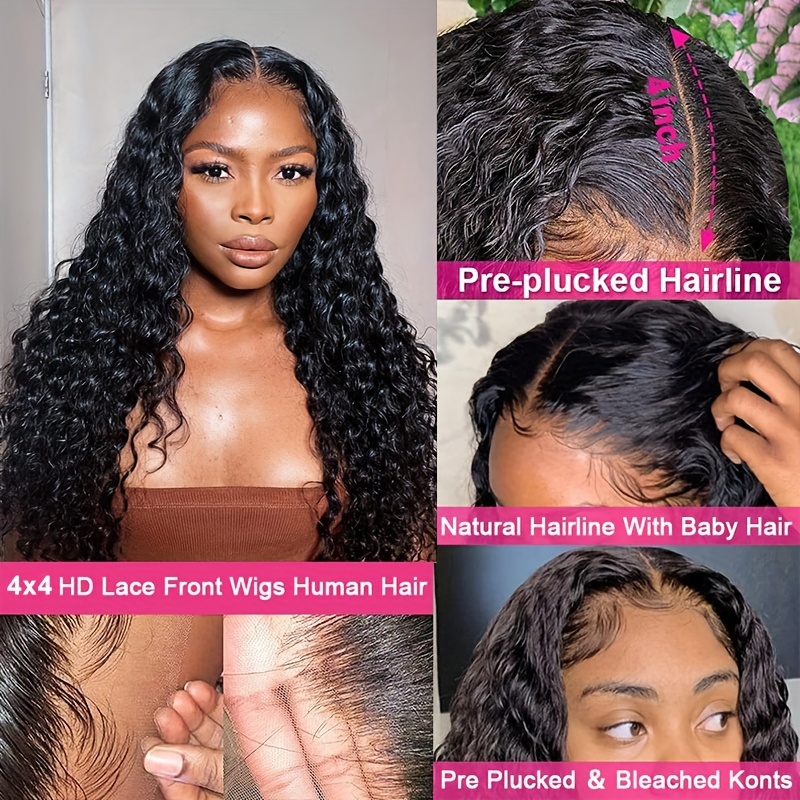 180% Density 4*4 Curly Lace Front Wig Long Pre plucked - Temu