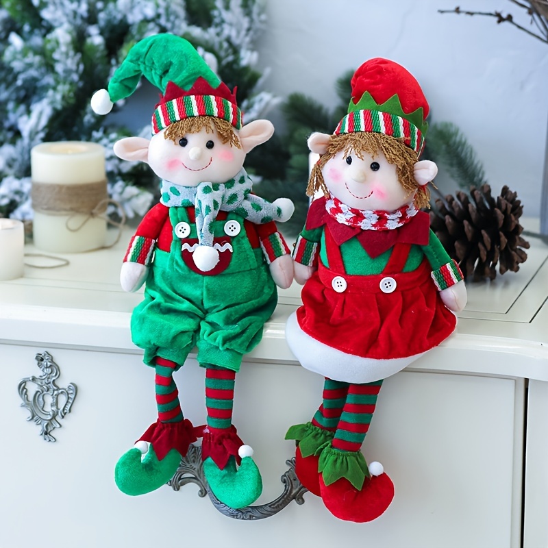 

1pc, Christmas Red And Green Fabric Long Legged Elf Dolls Cross Border Hot Men's And Women's Elf Dolls Christmas Decoration Christmas Gift Christmas Party Decor
