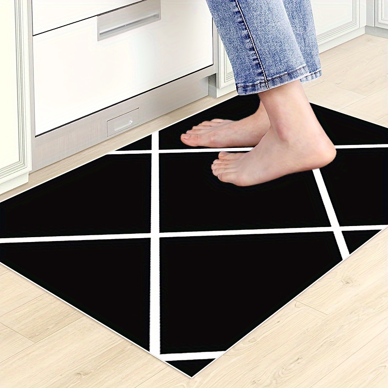 Black Golden Irregular Line Kitchen Rug Cushioned - Temu