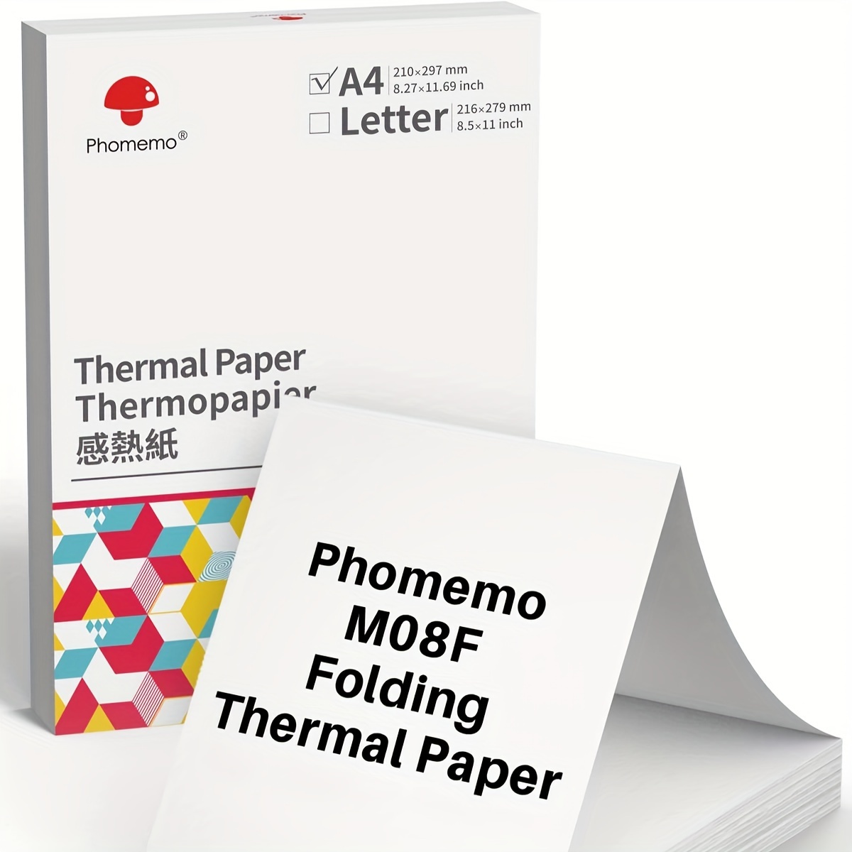 phomemo a4 fold thermal paper compatible thermal paper replacement for portable a4 thermal printer for brother pocketjet pj762 pj763mfi printer printer paper 200 sheets details 1