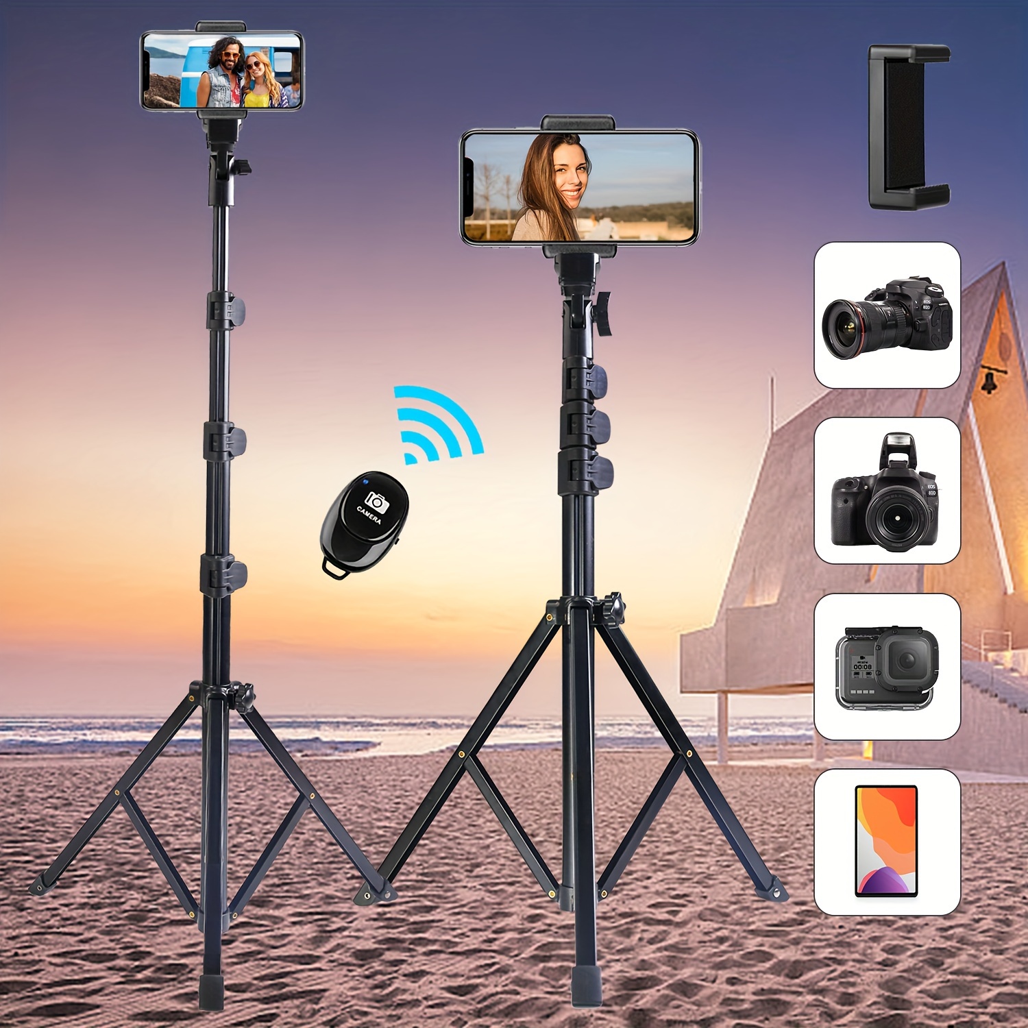  Palo selfie, trípode extensible para selfie stick con control  remoto inalámbrico y soporte para teléfono, trípode portátil para selfie  grupal, transmisión en vivo, grabación de video : Celulares y Accesorios