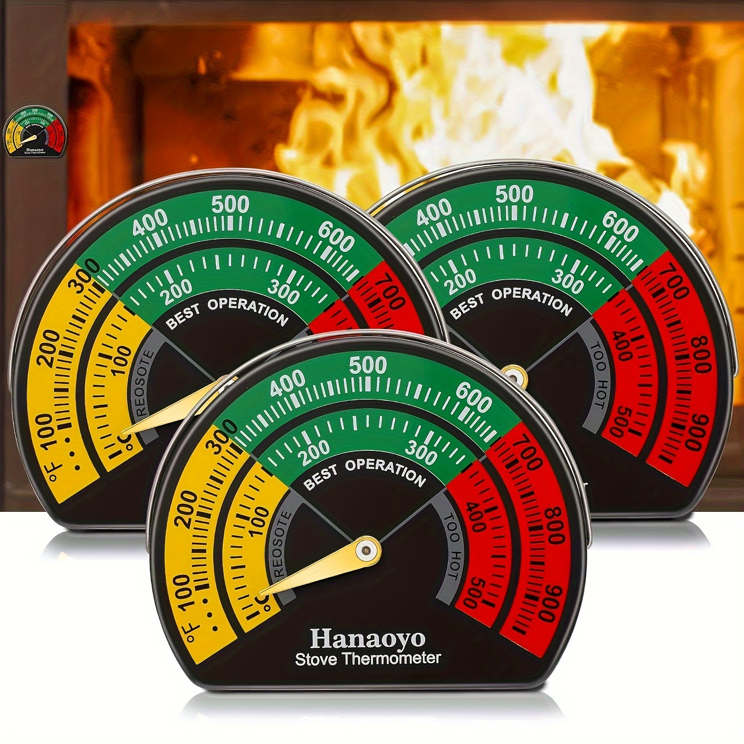 1/2/3pcs, Holzofenthermometer Magnetisches Ofenrohrthermometer