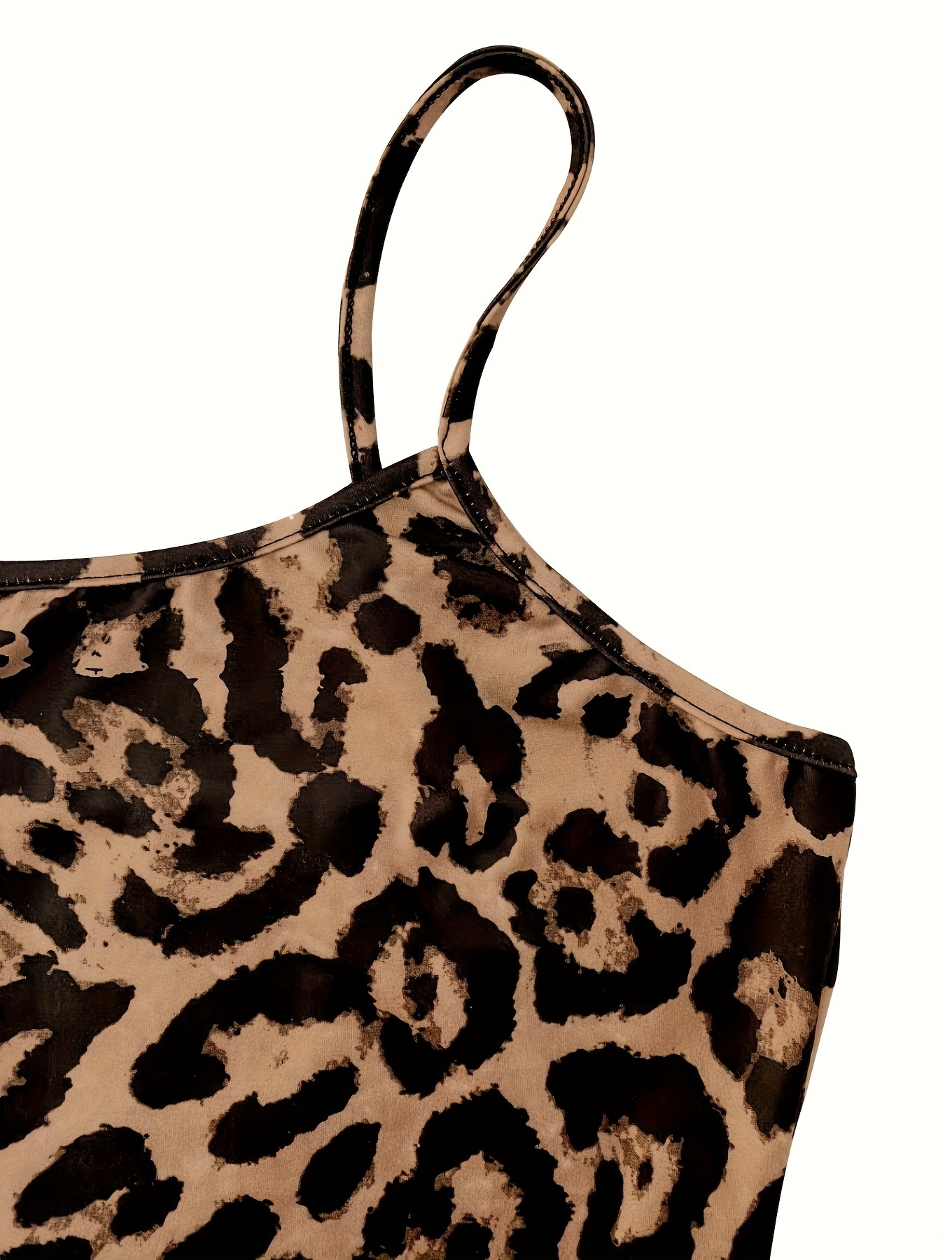 Leopard Print Spaghetti Strap Top Elegant Crew Neck - Temu