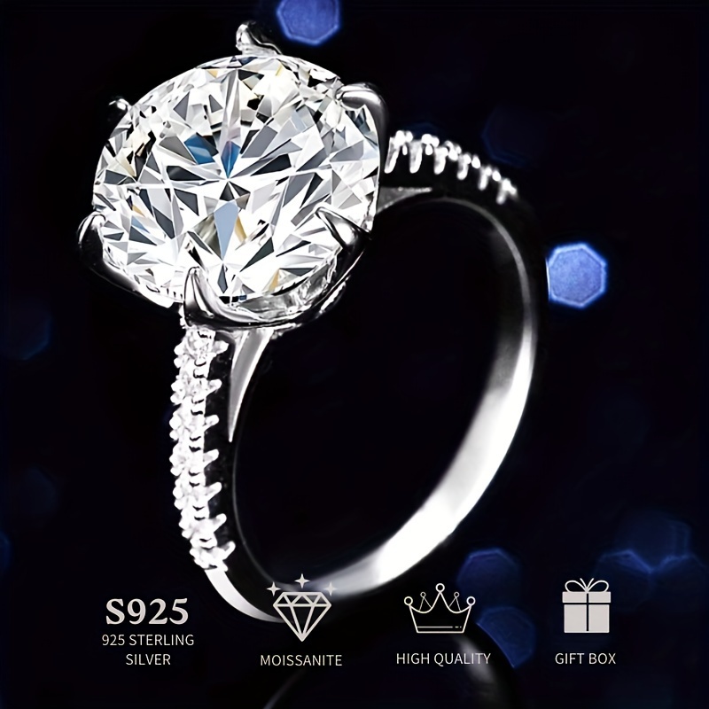 

Bague en moissanite ronde de 5/10 carats, S925 bague en argent à la mode, bagues de promesse de mariage, bagues de fiançailles, cadeaux d'anniversaire pour homme et femme