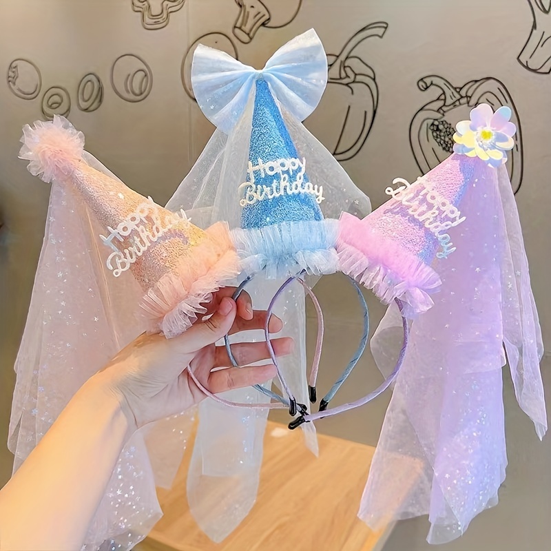 Sombrero de fiesta de cumpleaños para bebé, diadema de corona de princesa,  decoraciones de cumpleaños de 1, 2 y 3 años, suministros para fiesta de primer  cumpleaños