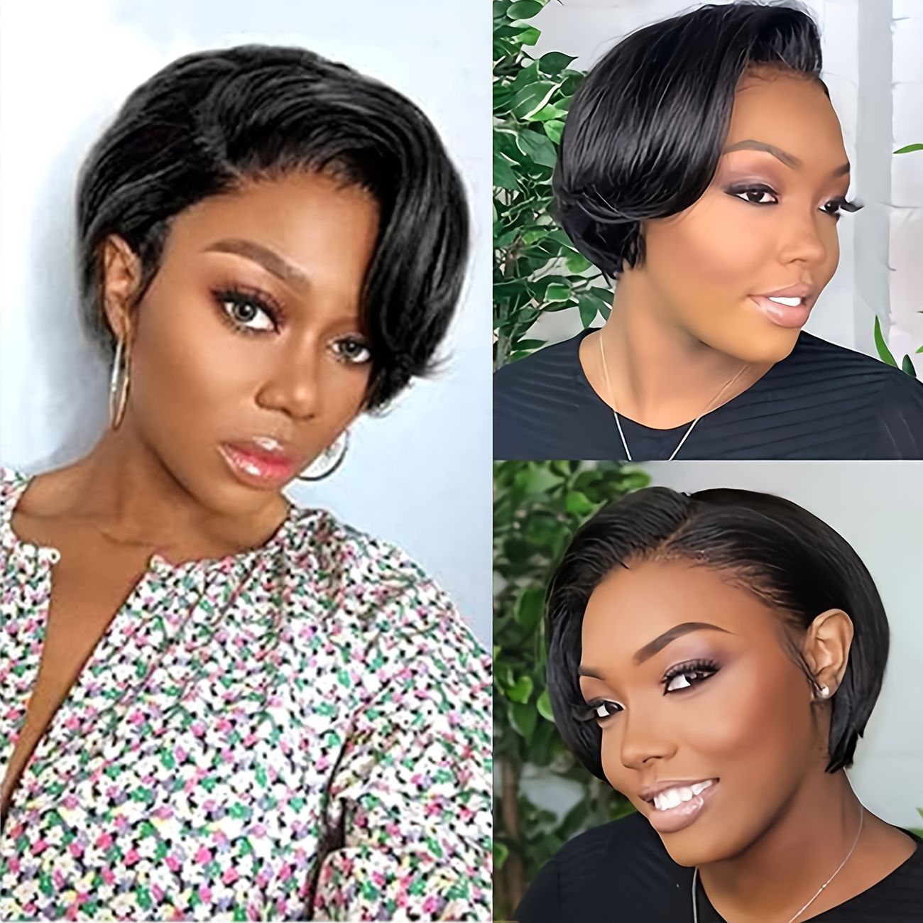 T Part Transparent Lace Front Wigs Short Human Hair Wigs Pre Plucked Pixie  Cut Lace Front Wigs For Women Natural Black Color | Shop The Latest Trends  | Temu
