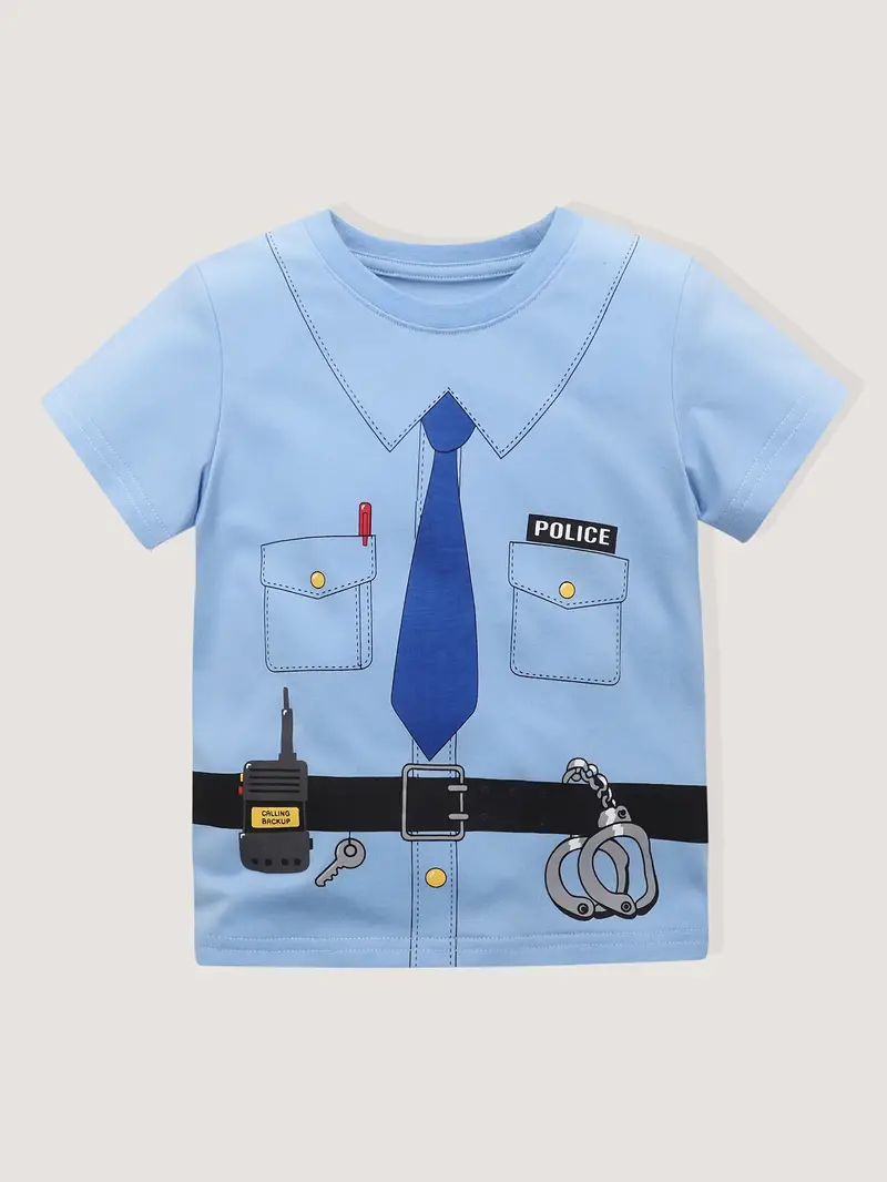 Kinder Jungen Cartoon Polizei Uniform Kostüm T Shirt Kinder - Temu Germany