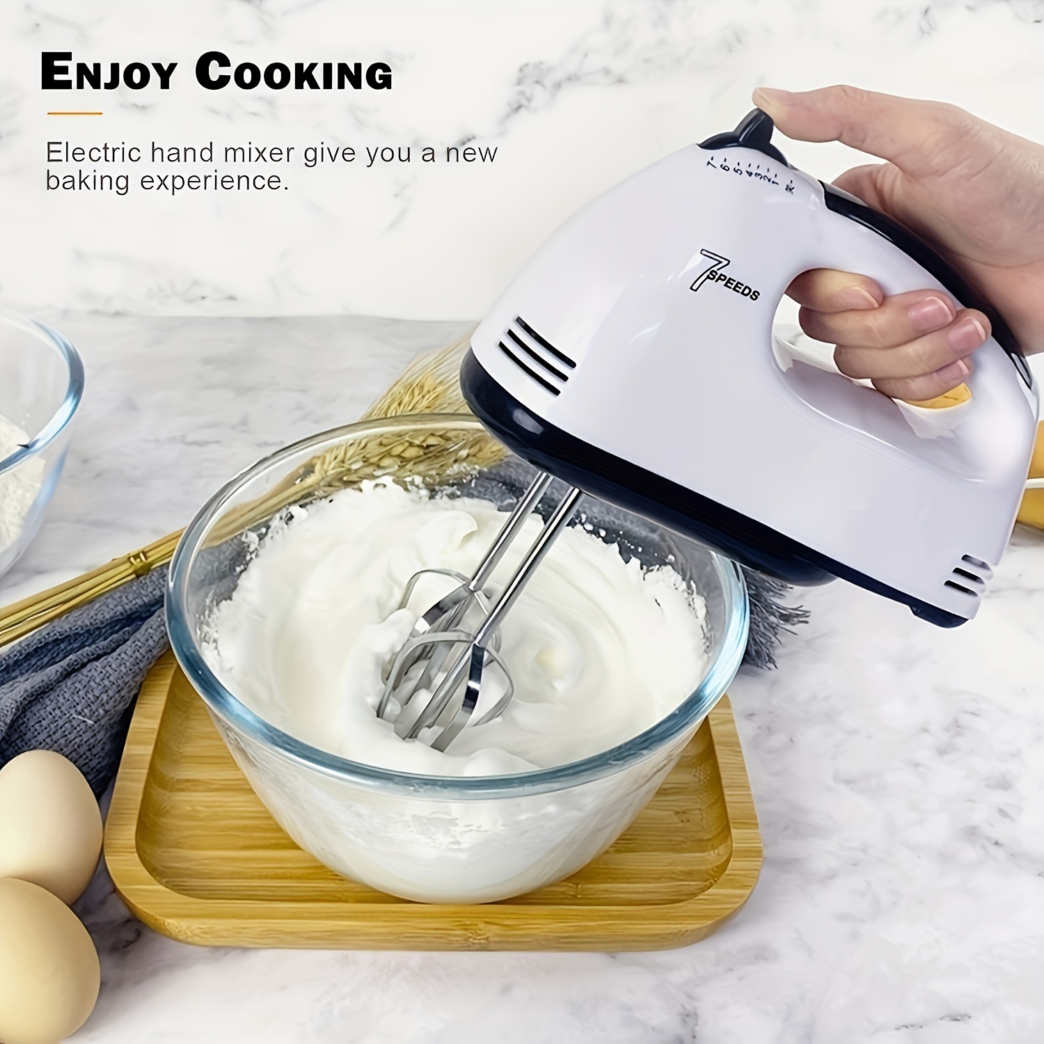 3-speed Electric Hand Mixer, Handheld With Whisks Beater, Kitchen Cake  Blender For Prep Baking Supplies Eggbeater - Temu