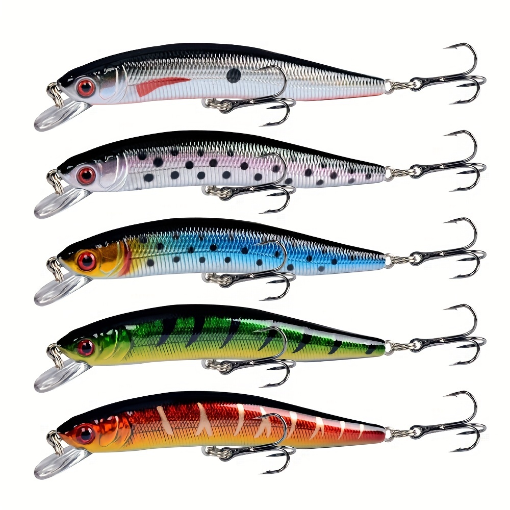 

5pcs Premium Minnow Fishing Lure Set - Realistic Crankbait Lures For Bass Fishing - Durable And Lightweight Tackle - 10cm/3.94in Length And 8g/0.28oz Weight