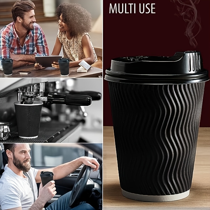 Disposable Coffee Cups With Lids And Straws Hot Paper Coffee - Temu