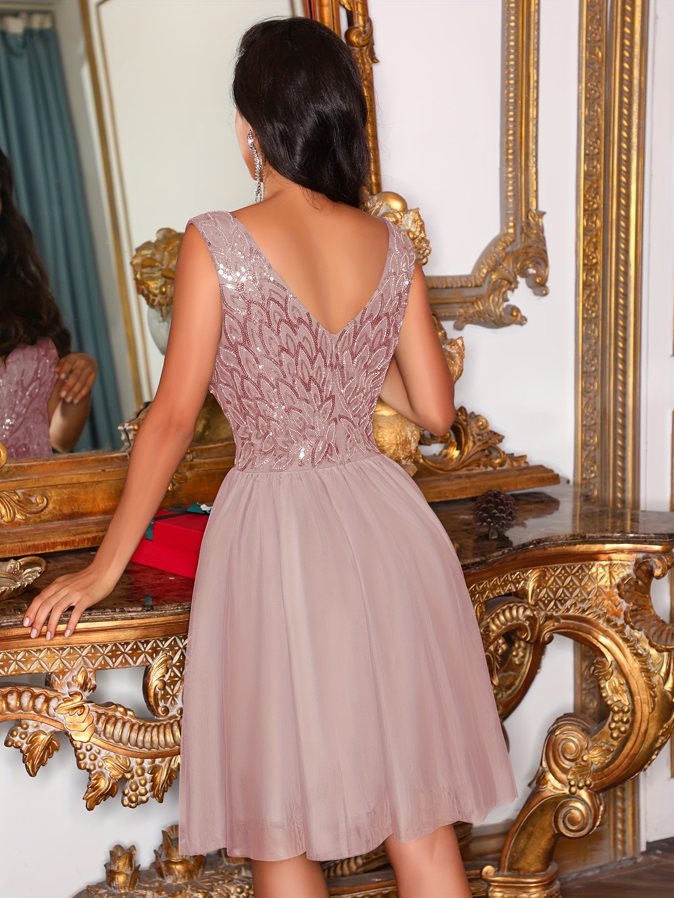 Knee Length Backless Dress