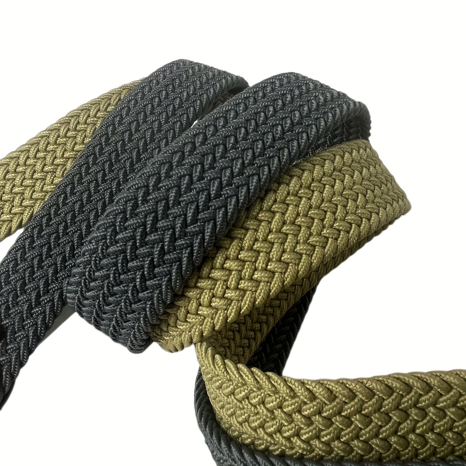 Cintura Uomo Elastica Intrecciata Multicolore - Senza Buchi, Fibbia In Lega Di Zinco - Per Golf, Jeans, Pantaloni Casual