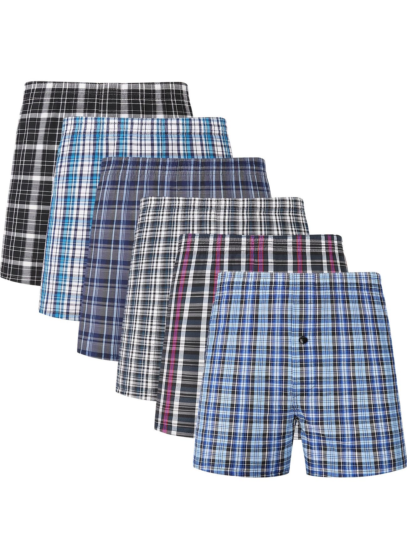 jupitersecret 6pairs casual plaid elastic waistband button boxer shorts mens boxer underwear mixed color