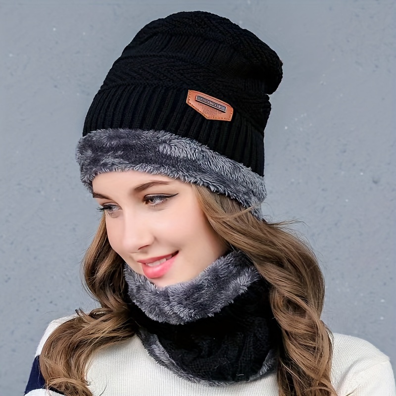 Warm Thickened Knitted Beanie Hat, Plus Velvet Autumn And Winter Hat  Coldproof Pullover Hat
