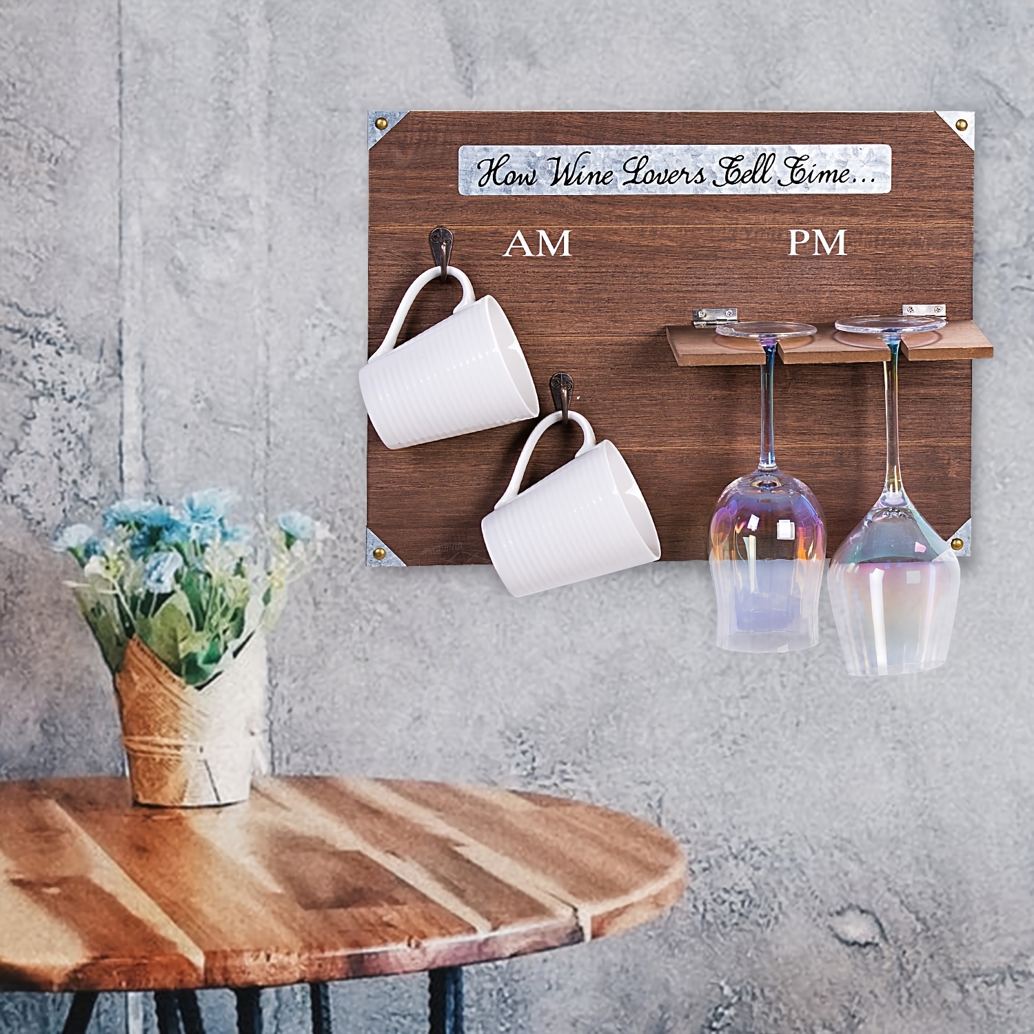Wall Mounted Mug Hanging Rack Wine Glass Holder Kitchen Accessories