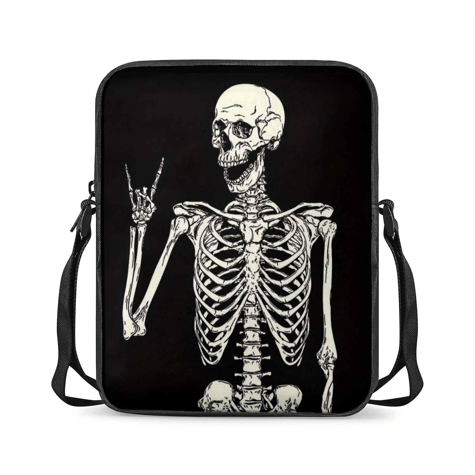 Niche Skull Pattern Messenger Bag, Flap Shoulder Bag For Halloween, Trendy Gothic  Bag - Temu