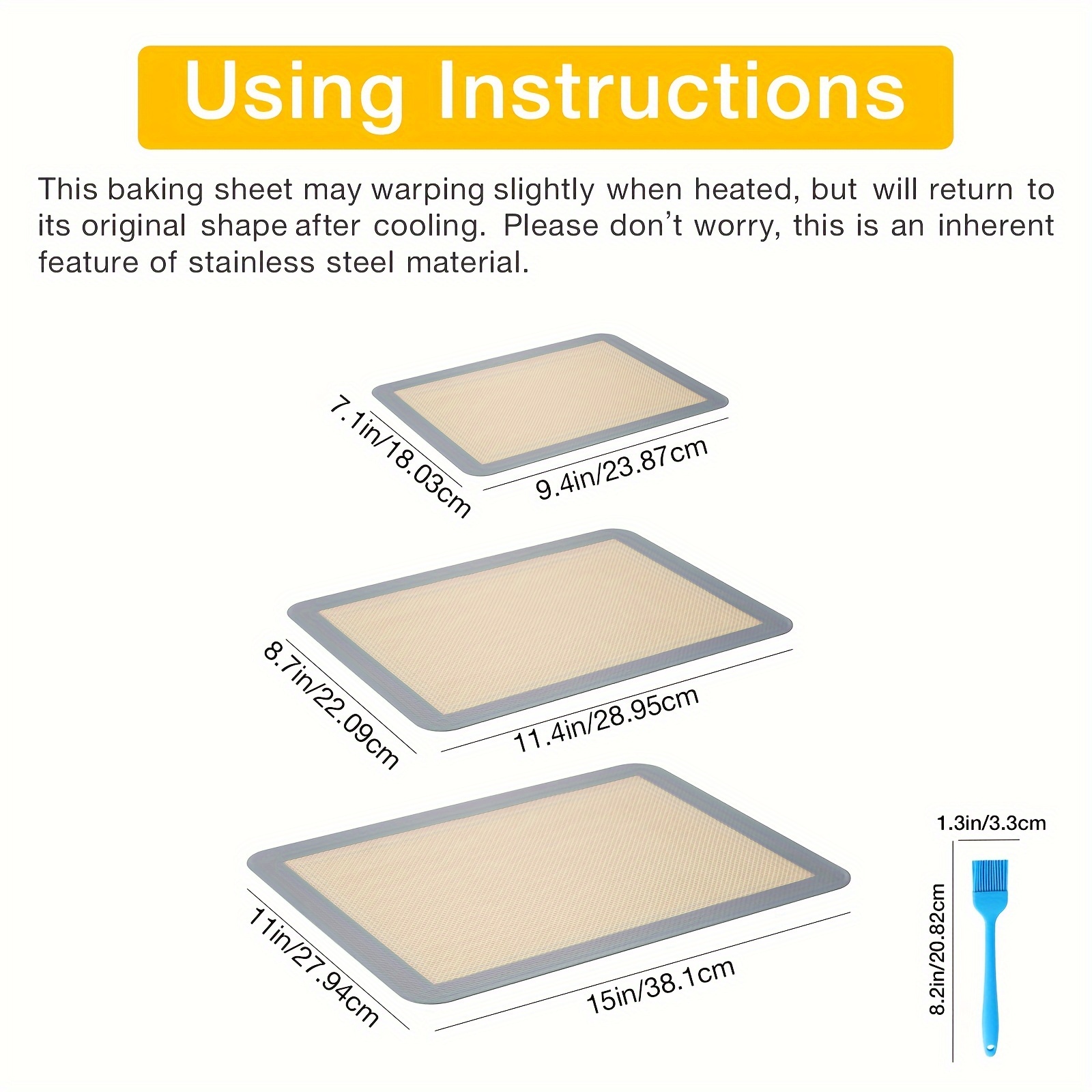 Silicone Baking Mats, Nonstick Half Sheets And 1 Oil Brush, Bpa