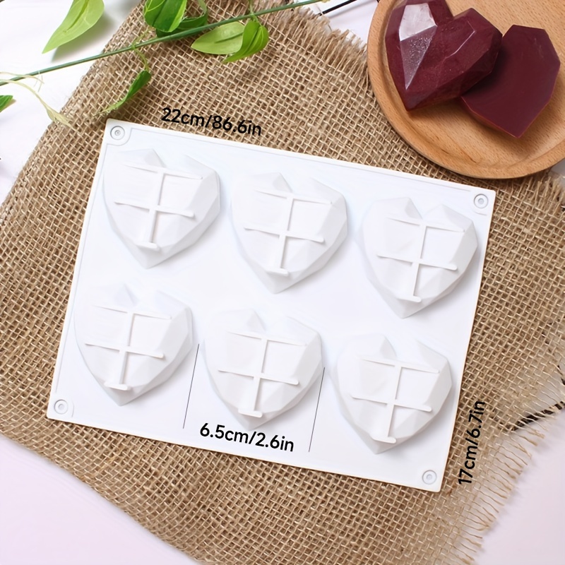 3D Diamond Love Heart Silicone Molds for Baking - Food Grade