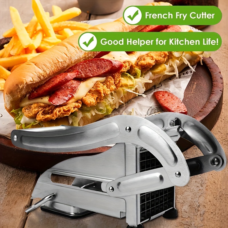 French Fry Cutter with 2 Blades, Professional Potato Cutter Stainless  Steel, Potato Slicer French Fries, Press French Fries Cutter for Potato