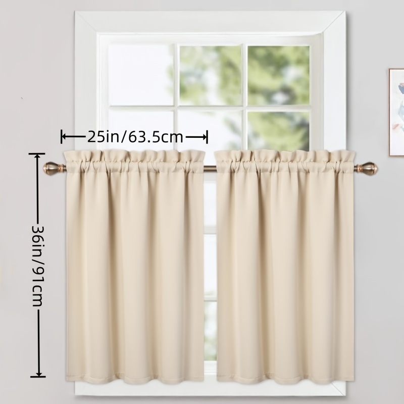 2pcs Blackout Curtains Room Darkening Thermal Insulated Short Kitchen  Curtains For Small Window Cafe Bathroom, 25x36 Inches