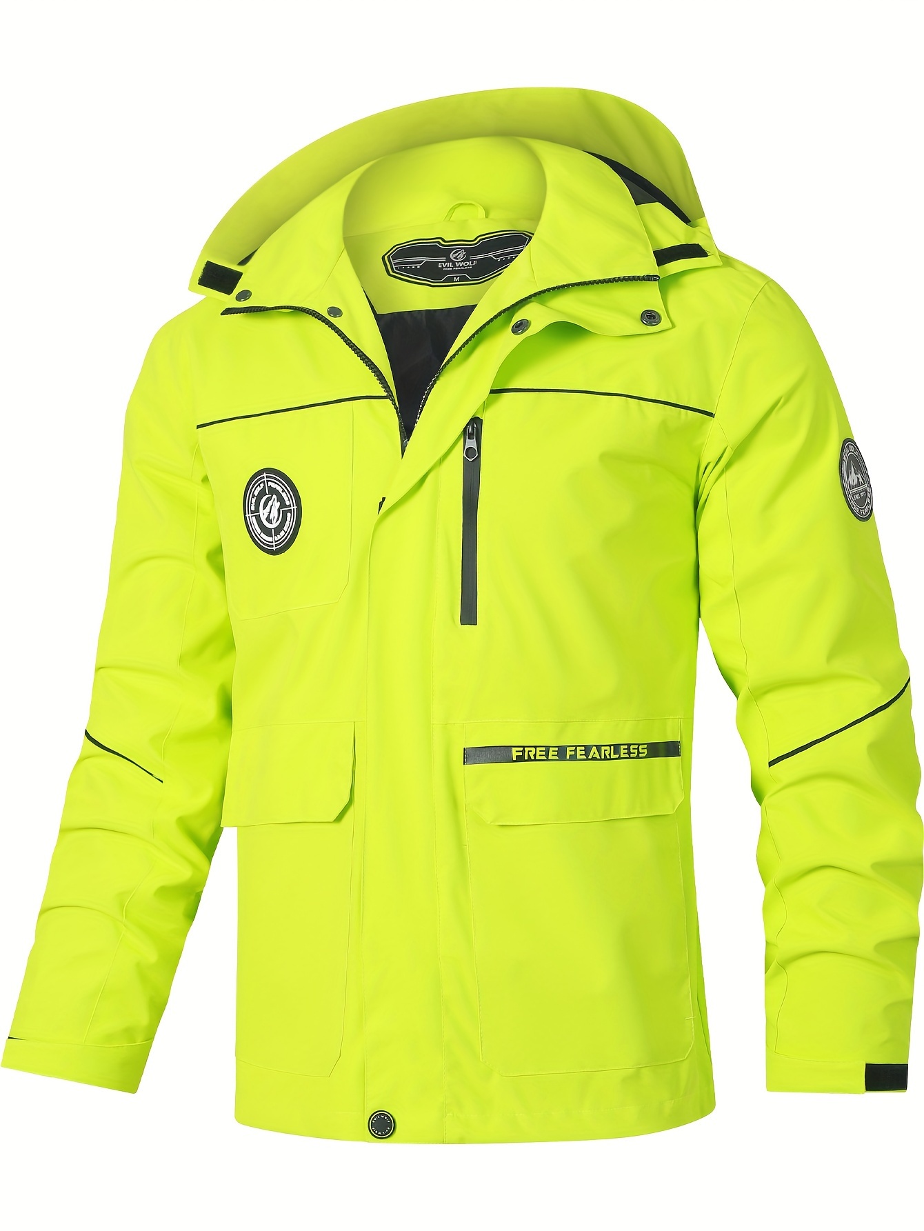 mens casual hooded windbreaker jacket multi pocket jacket for outdoor activities