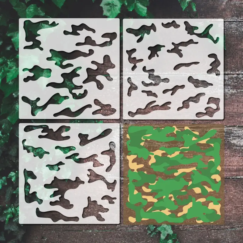 6pcs Camo Stencils For Spray Paint Reusable Camouflage Grass Bark Tiger  Stripe Pattern Stencils Wall Camo Stencil Kit For Wood Home Décor Crafts  14x