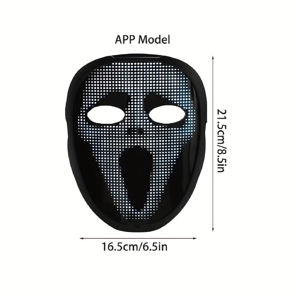 This face mask with LEDs comes with 70 static faces preinstalled