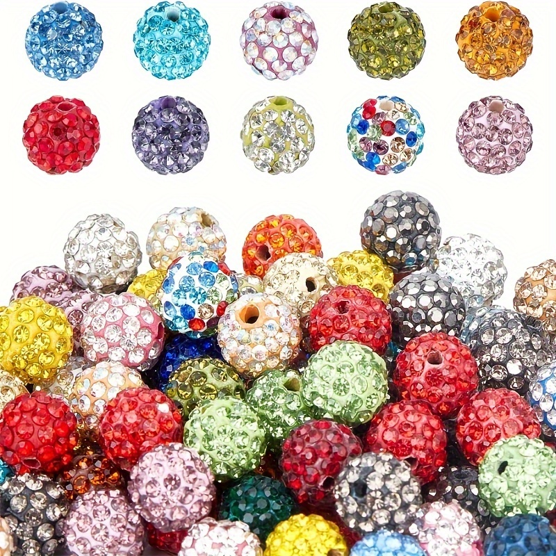 Feildoo 10pcs Crystal Rhinestone Pave Disco Ball Beads, 16mm Polymer Clay Bead Compatible with Shamballa All Other Jewelry Making, Gradient Color Red