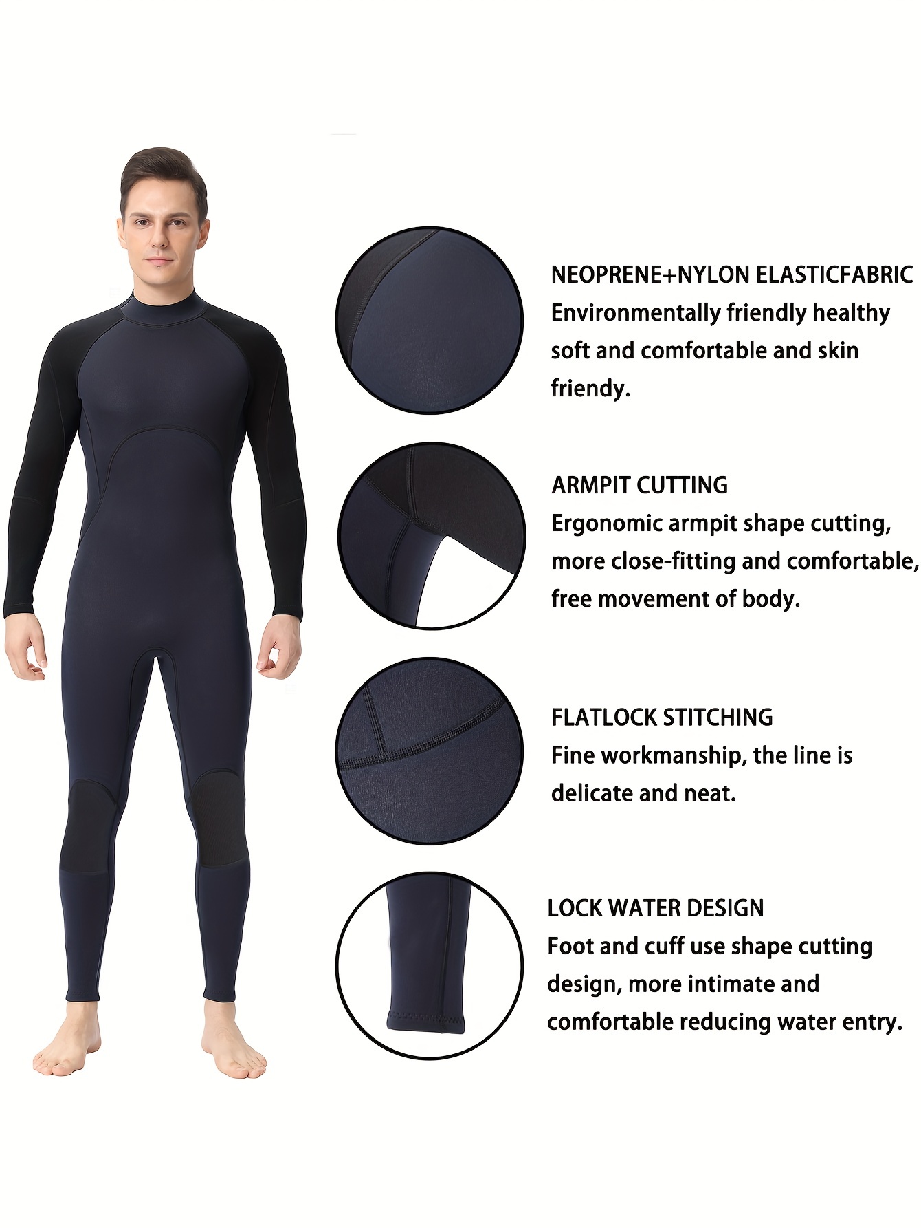 Men's Neoprene Warm Full Wet Suit Tight Stretch Men's - Temu