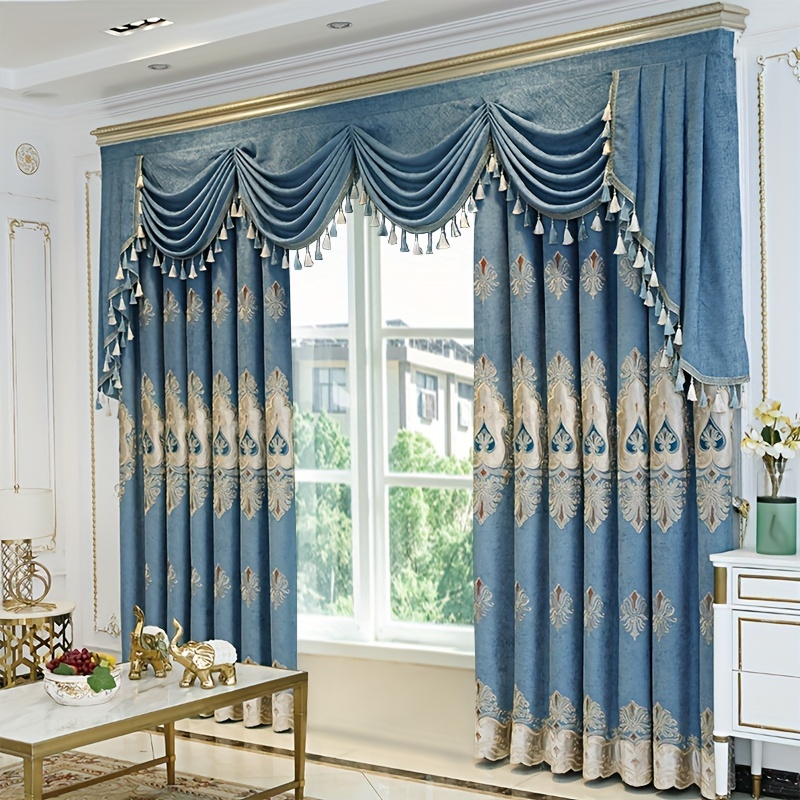 Cortinas bordadas de lujo para ventanas de sala de estar, cortinas