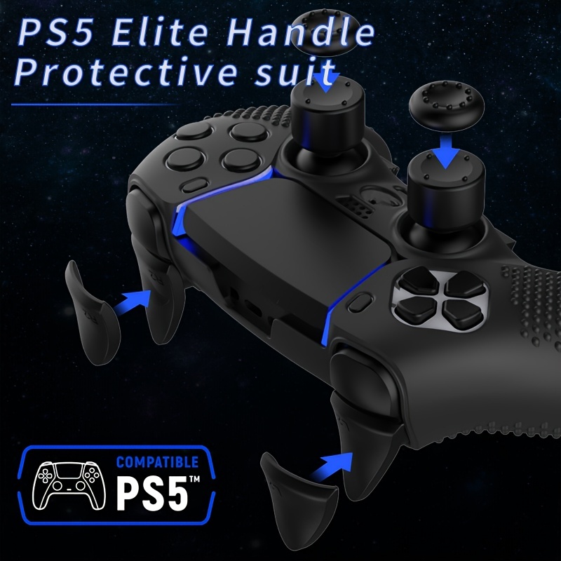 

For Ps5 Elite Dualsense Edge Handle Silicone Protection Set Trigger Key Case Rocker Cap Accessories For Ps5 Controller.