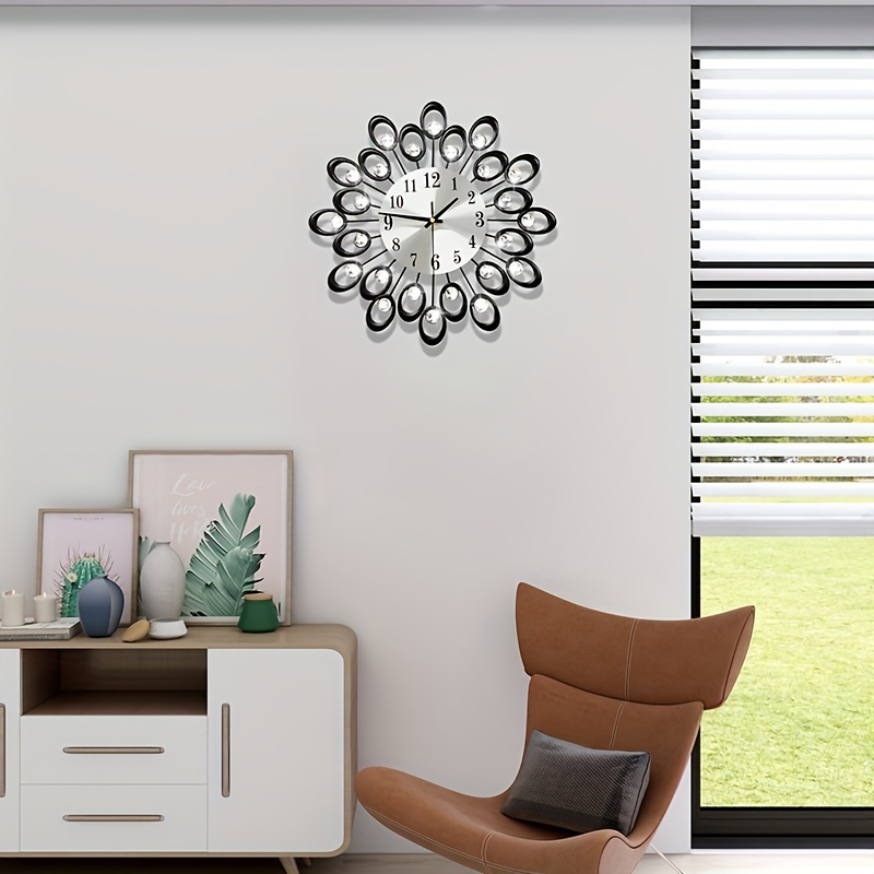 1pc 15in 3d Crystal Wall Clock Silent And Stylish Clock For Bedroom