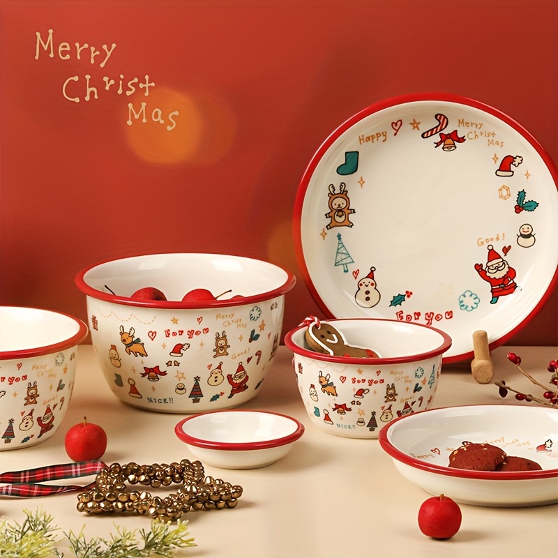Vaisselle de Noël en céramique de Noël européenne, assiette de nourriture  occidentale, bol de fruits de