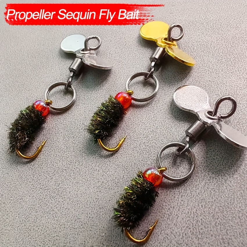 5pcs/box Bionic Artificial Worm * Bait Hook Set, Propeller Sequins Fly  Spinner Bait, Fishing Lure Accessories