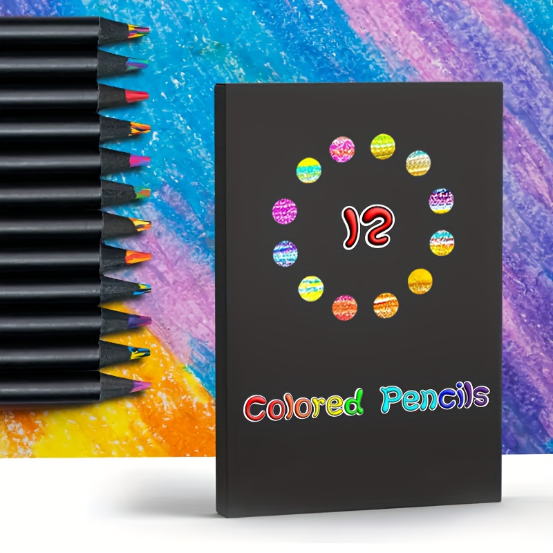 8Pcs 12Pcs Set Black Wood Rainbow Colored Pencil Multicolor 5.0mm