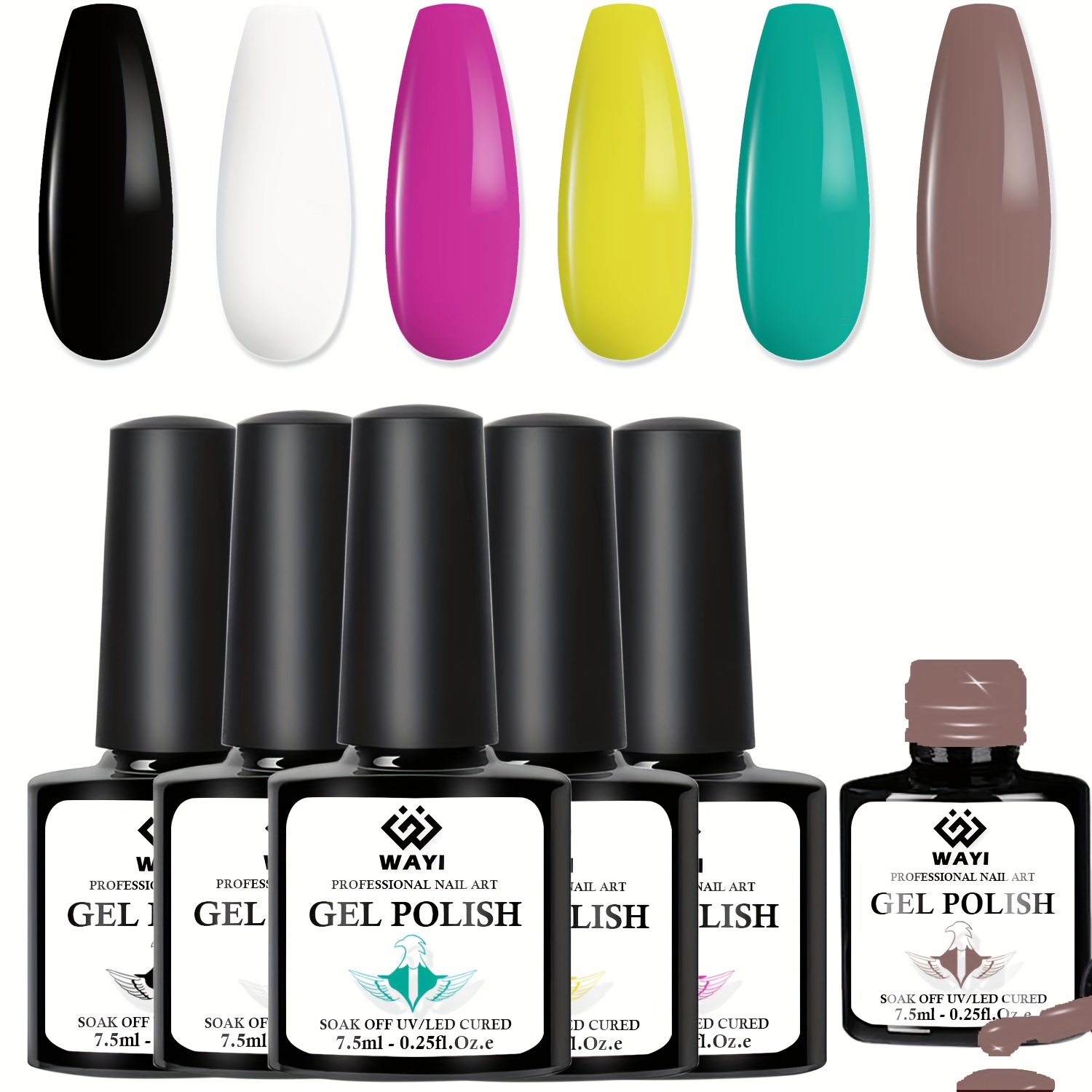 Cheap Gel Polish Set Kit 50 colors + Base, Top, Matte Top Reglance 7.5ml  Soak Off UV LED glass bottle | Joom