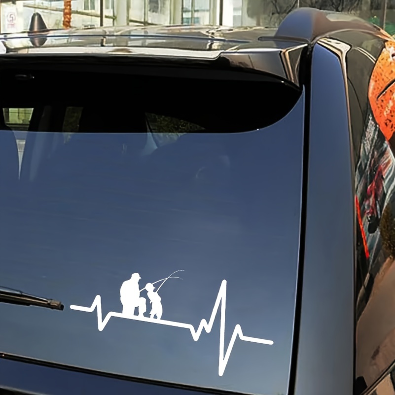 Car Sticker Heartbeat Fishing Father Dad Son Funny Car - Temu Canada