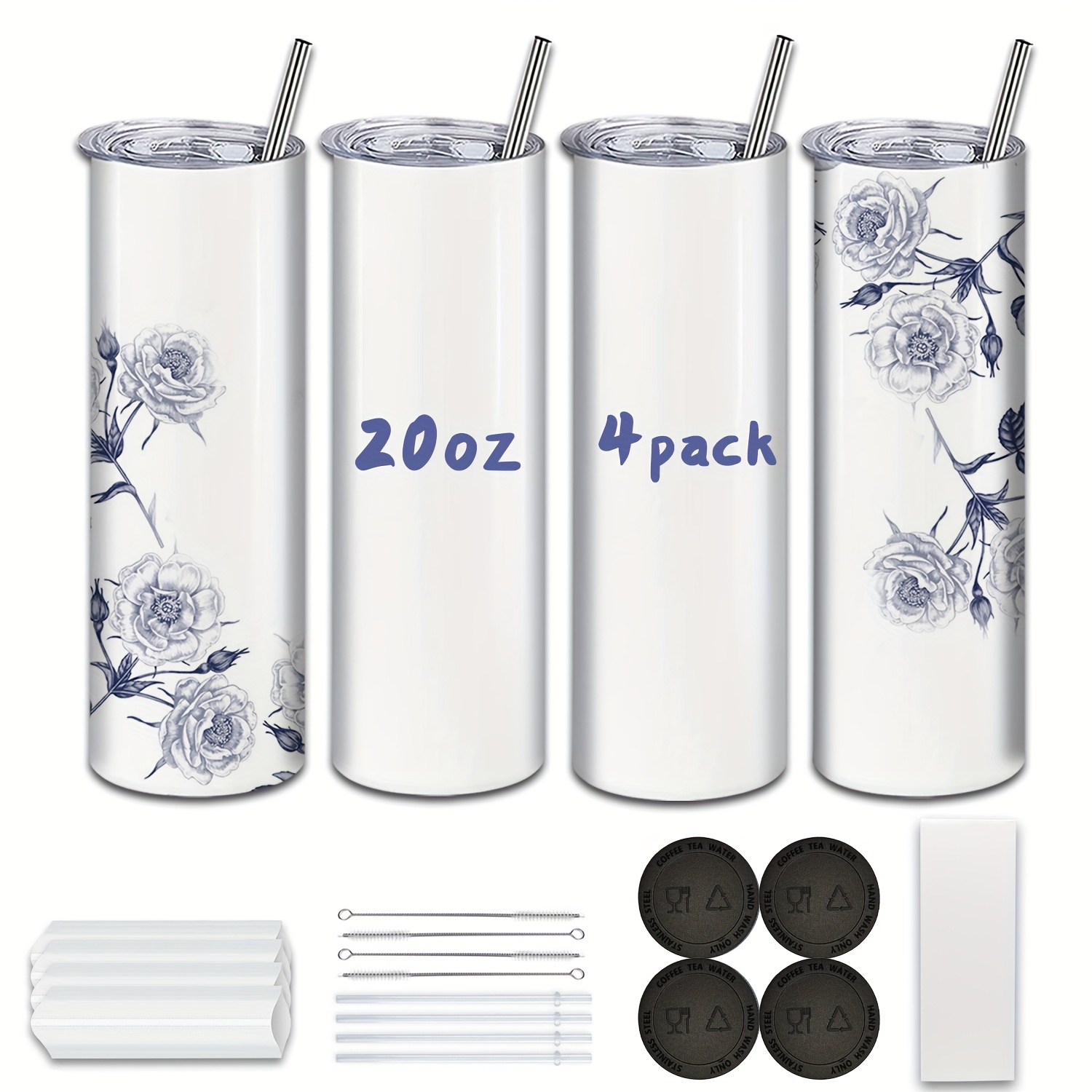 4 Pack 20 oz. Stainless Steel Sublimation Tumbler