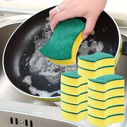 1/20pcs, Multifunctional Cleaning Sponge, Double-Sided Scouring Pad For Household Cleaning, Dishwashing Sponge, Premium Kitchen Sponge, Durable Non-scratch Sponge Wipe, Super Absorbent, Cleaning Supplies, Cleaning Tool, Christmas Gift