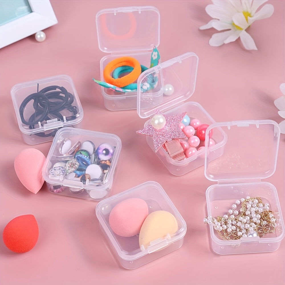 Mini Clear Plastic Beads Storage Box, Small Empty Organizer Box