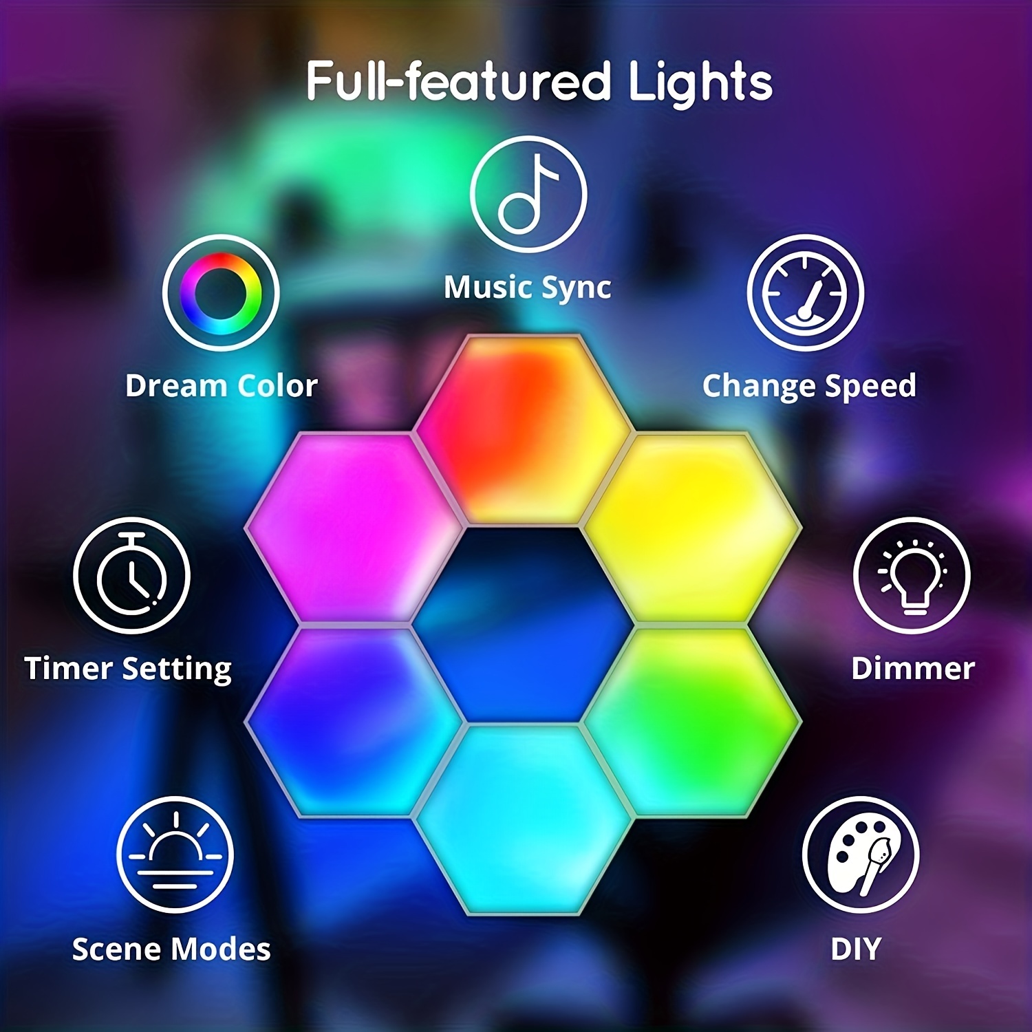 10pcs hexagon lights with remote sound control ligh smart diy hexagon wall lights dual control hexagonal led light wall panels with usb power geometry hex lights touch used in game room decor party details 1