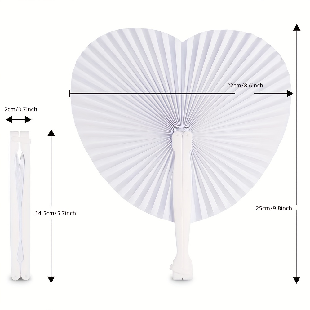 Ventaglio Da 10 Pezzi, Ventaglio Pieghevole A Forma Di Cuore Bianco  Artigianale, Per Regalo Di Festa Pittura Fai-da-te Decorazione Di Festa Di  Nozze