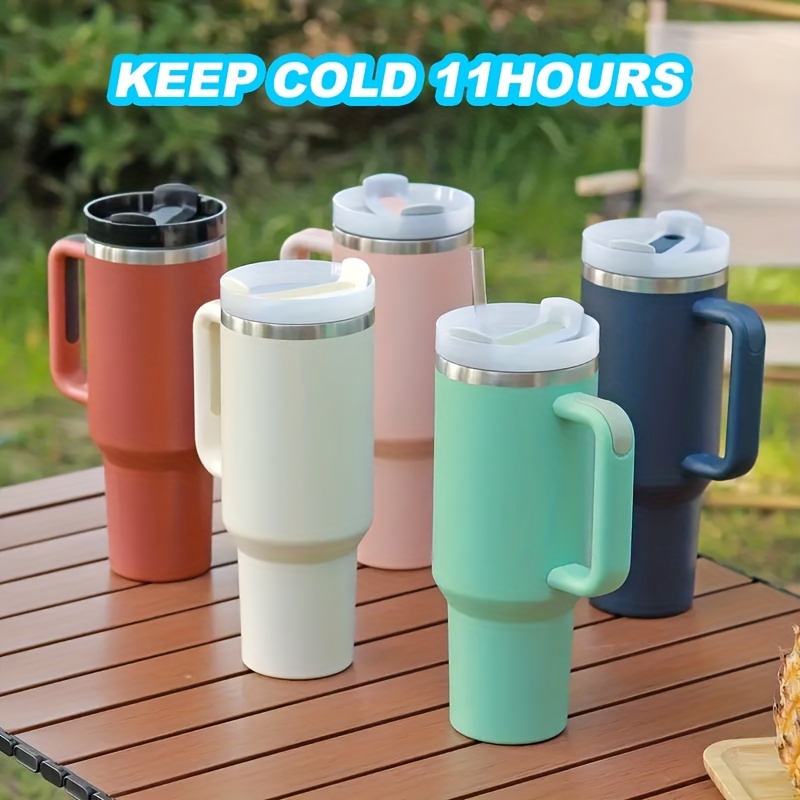 Travel Coffee Mugs with Handle, Lid and Straw, Oversize