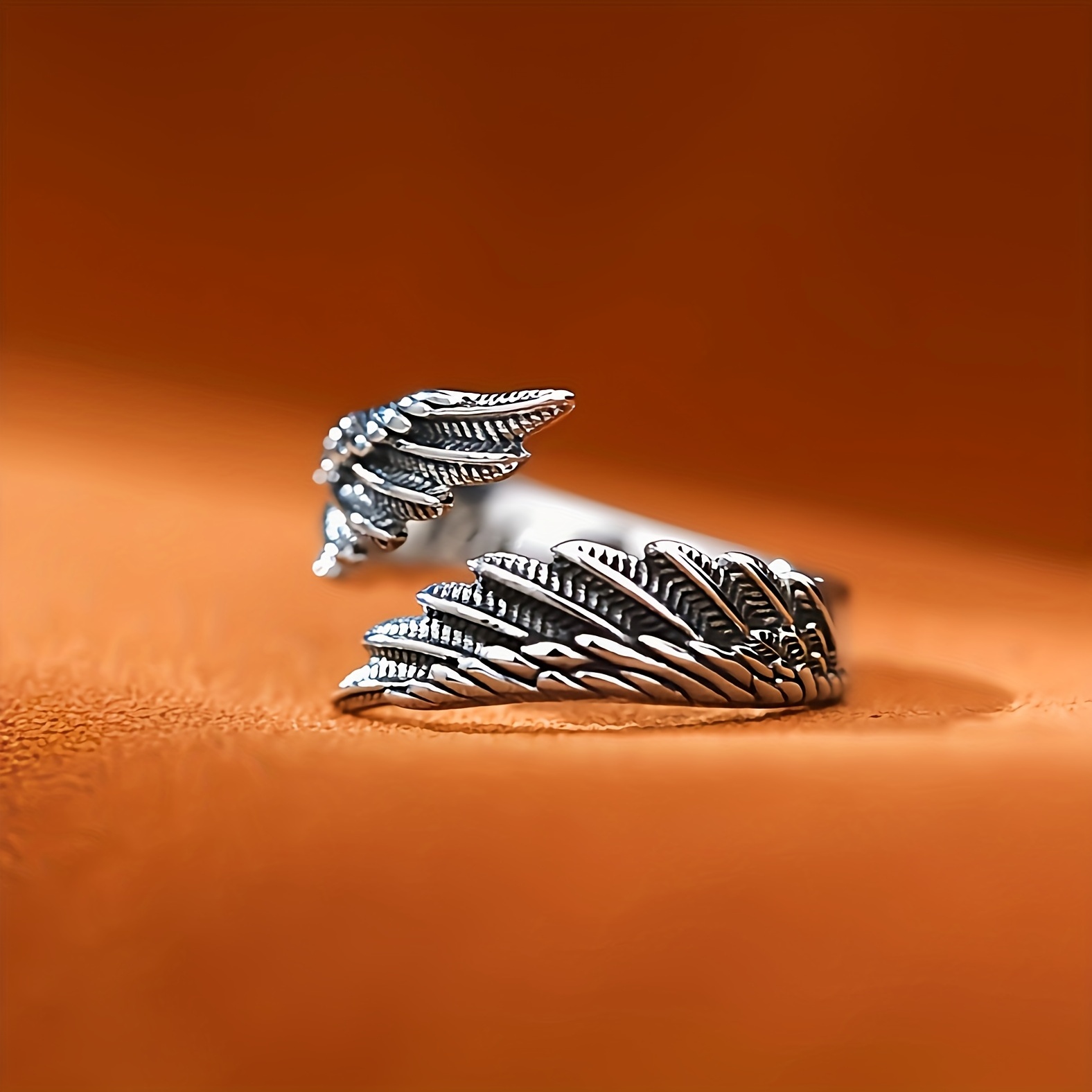 Gothic Punk Angel's Wing and Devil's Wing Copper Adjustable Ring